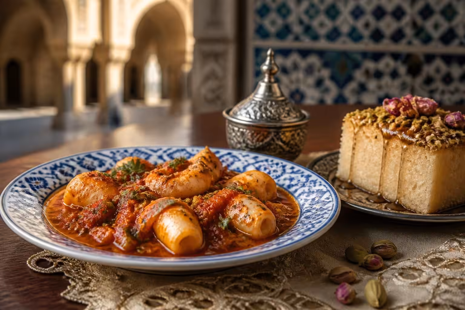découvrez un voyage gourmand aux saveurs ottomanes avec notre recette de seiches en sauce tomate accompagnée du gâteau qui pleure, un délice savoureux et authentique.