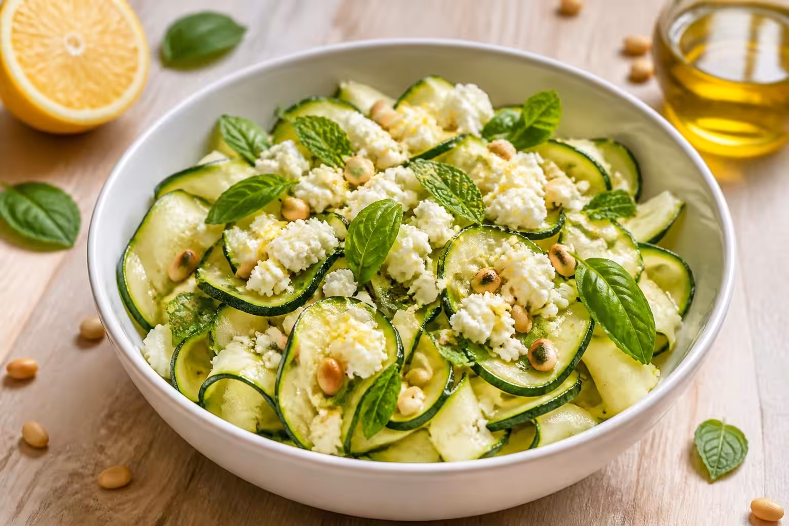 savourez notre salade de courgettes à la feta, une recette fraîche et légère parfaite pour régaler votre palais tout l'été.